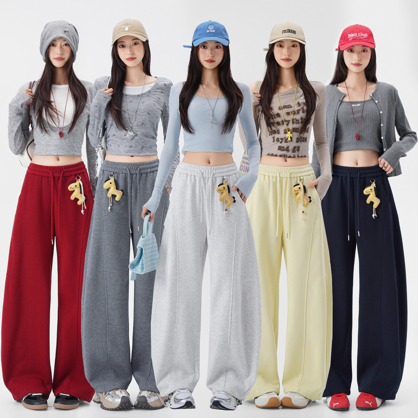 美式复古运动裤女2026春季新款休闲宽松灰色卫裤宽松潮流阔腿长裤