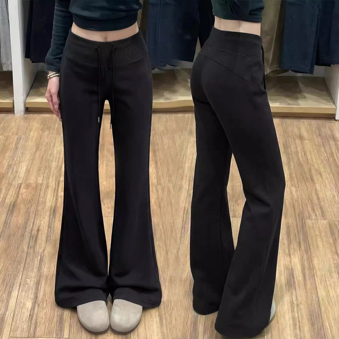 黑色美式微喇裤女春秋2026新款低腰显瘦瑜伽卫裤小个子休闲喇叭裤