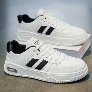 春季 运动皮面小白鞋 2026新款 学生低帮潮鞋 子 百搭白色休闲板鞋 男鞋