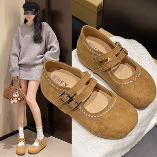 复古刺绣双扣内增高玛丽珍单鞋女款2026新款春季厚底配裙子勃肯鞋