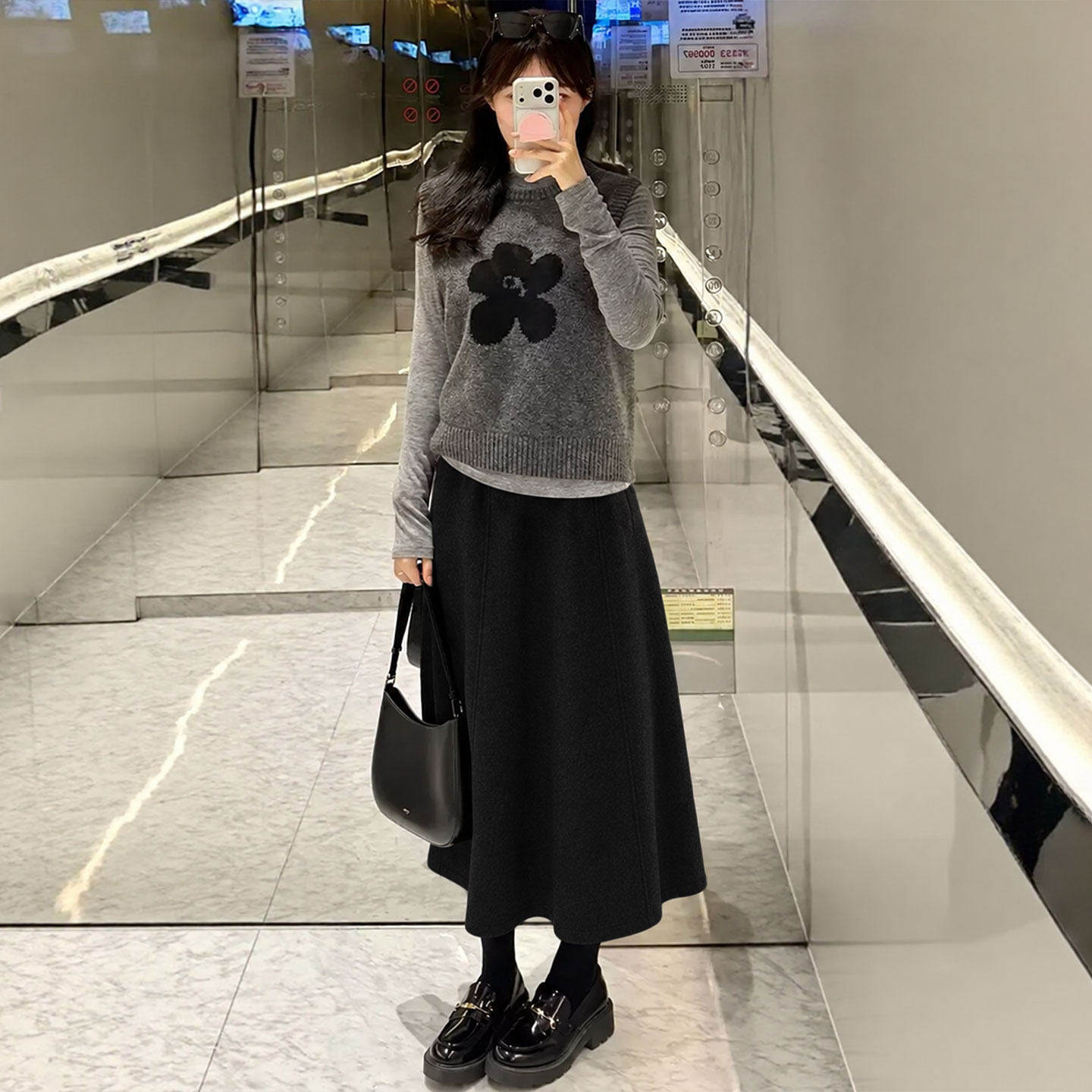 毛呢花苞半身裙女2026新款秋冬高腰a字半裙伞裙大码胖mm南瓜长裙