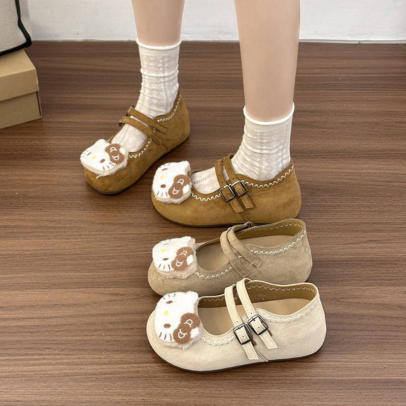 可爱凯蒂猫玛丽珍单鞋女春夏外穿厚底内增高双带复古浅口勃肯女鞋