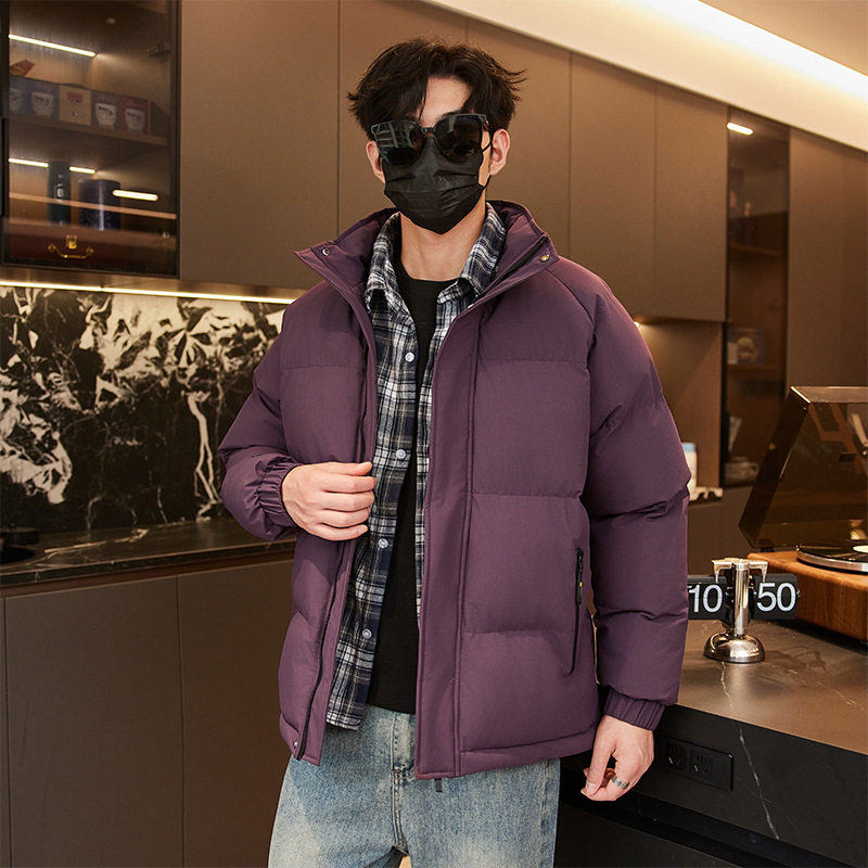 新款棉衣男士冬季新款宽松立领纯色棉袄面包服短款保暖棉服外套