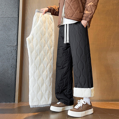 羊羔绒加厚保暖外穿棉裤男款冬季2025新款宽松直筒百搭过冬防寒