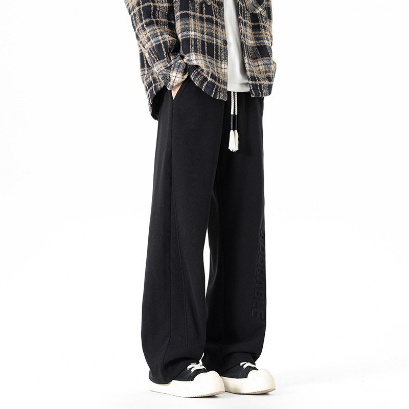 羊羔绒休闲裤子男士秋冬款厚实加绒加厚冬天防寒保暖直筒弯刀卫裤