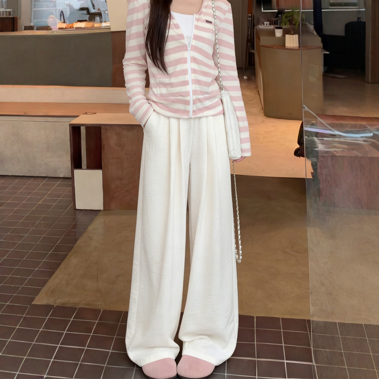 奶芙山本裤女款夏季薄款2026新款垂感小个子宽松休闲冰丝阔腿裤子