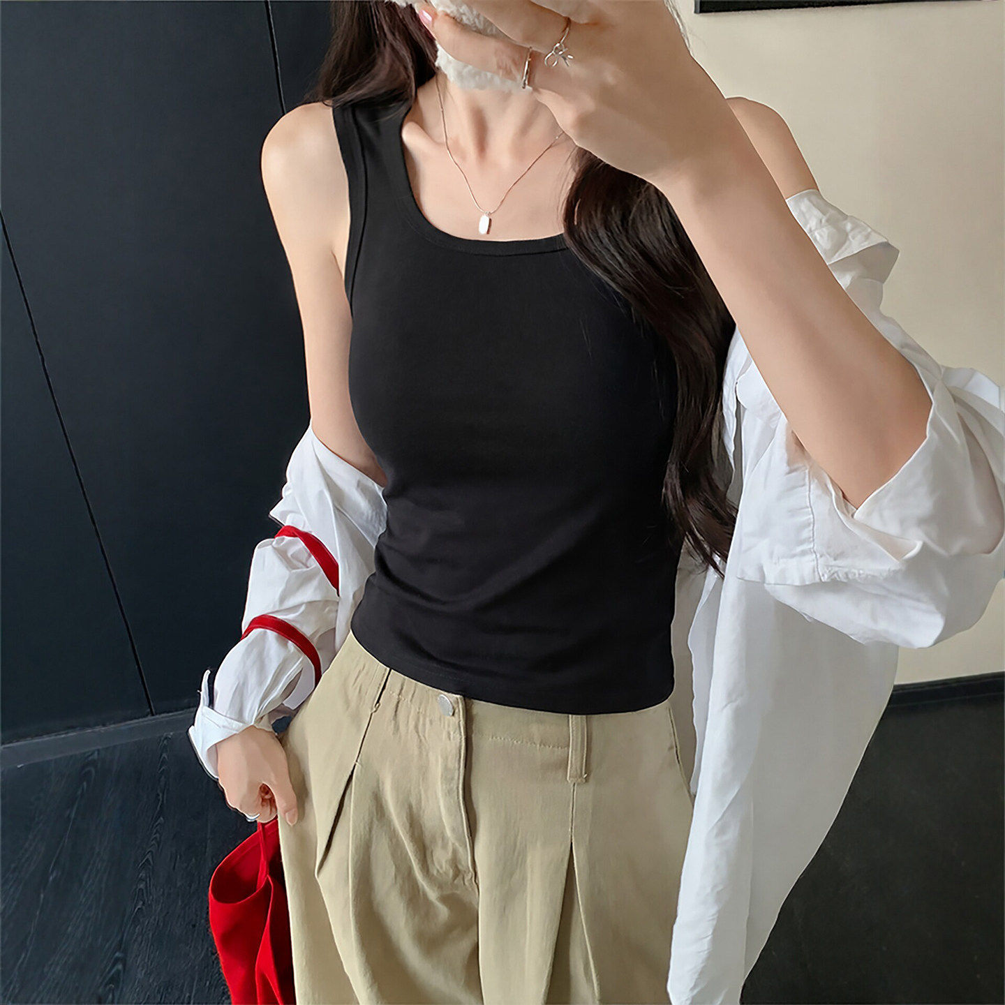 黑色吊带背心女内搭2026新款夏季无胸垫外穿大码运动打底无袖上衣