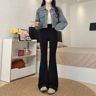 黑色微喇叭裤女裤2026新款冬季加绒胖mm大码高腰显瘦西装裤子春秋