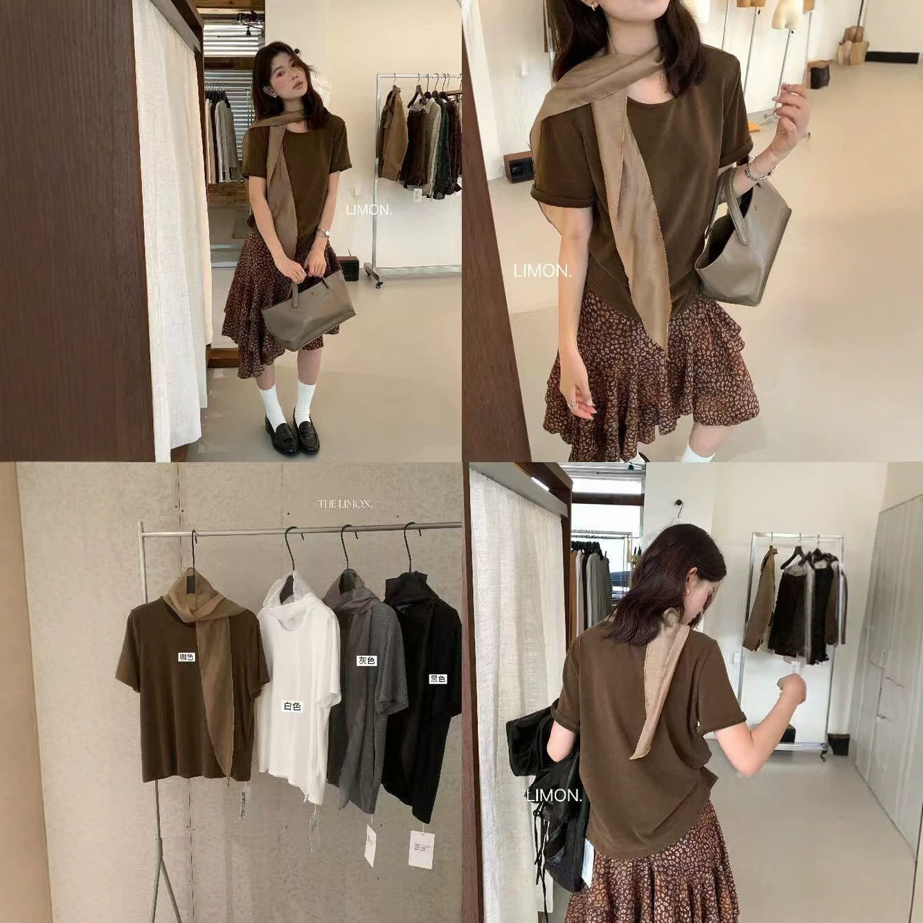 韩系简约休闲圆领纯色慵懒风短袖T恤女秋季新款宽松垂感百搭半袖