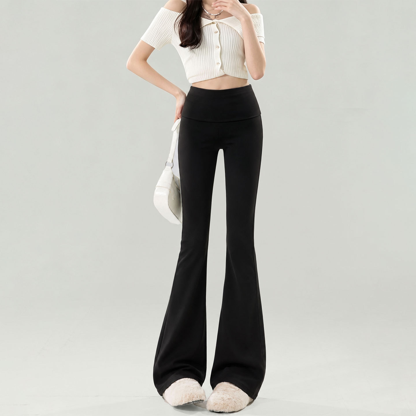 黑色微喇运动裤女夏季薄款新款瑜伽健身卫裤休闲面膜阔腿喇叭裤子