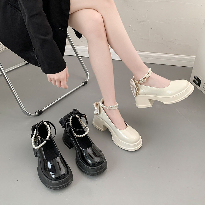 高跟单鞋配裙子厚底小皮鞋女时尚玛丽珍鞋女2026夏秋新款鞋子粗跟