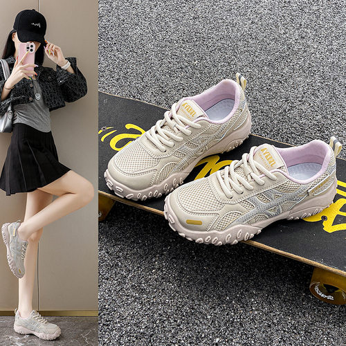 ins韩版新款老爹鞋女2026秋季学生运动休闲街拍厚底增高网面C9002