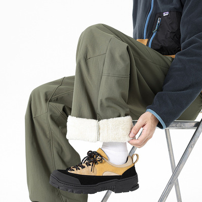 羊羔绒裤子男士冬季2025新款保暖防寒直筒裤宽松加绒加厚休闲长裤