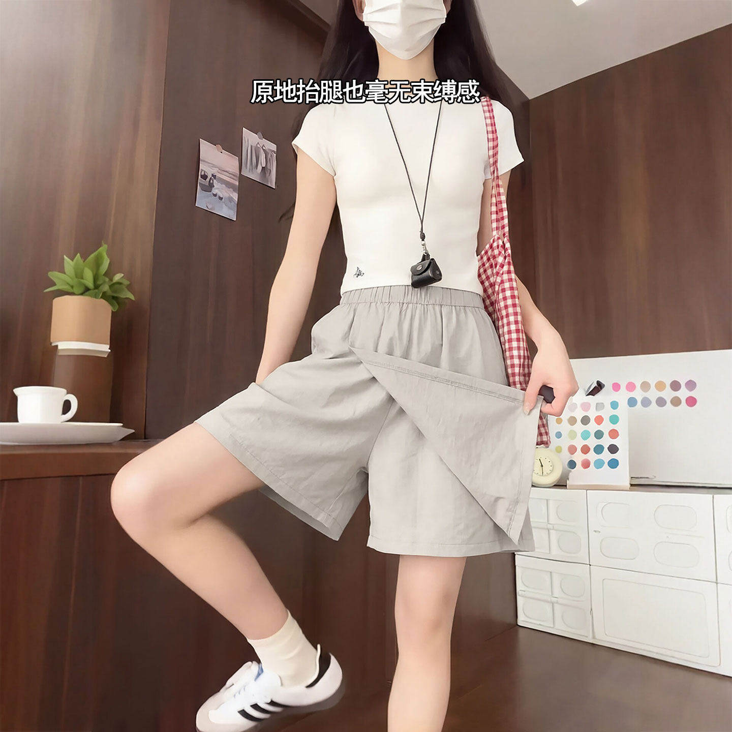 速干运动短裤女款2026新款夏季外穿a字裙裤休闲高腰工装五分中裤