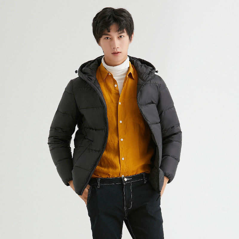 平湖驰新韩版90绒羽绒服面包服连帽男青年加厚外套加大码