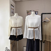 收腰镂空针织衫 比正 两件套吊带背心 韩系时尚 女6190 2026春秋新品