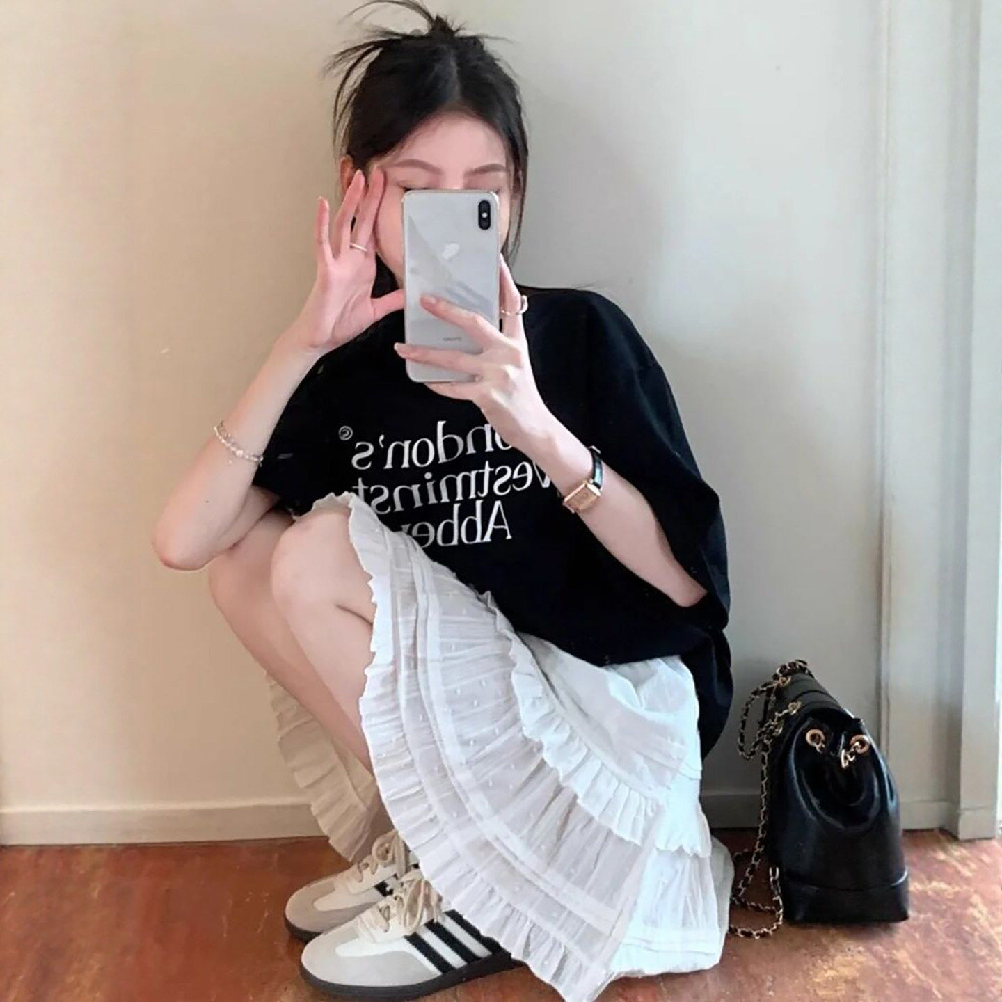 白色纯棉半身裙女2026新款夏季高腰蓬蓬百褶裙显瘦芭蕾风a字短裙