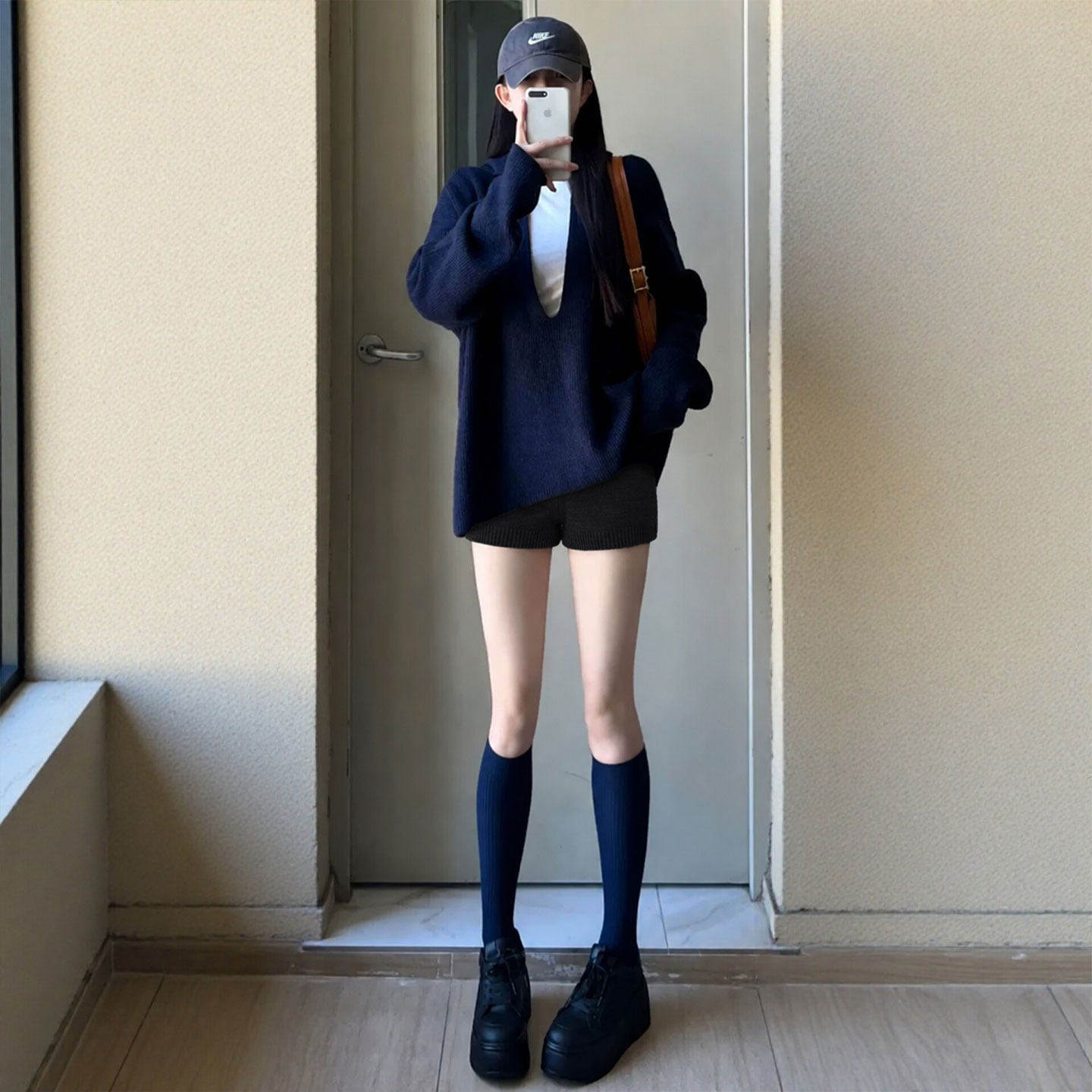 针织短裤女2026新款秋冬黑色打底靴裤半身性感辣妹显瘦包臀热裤子