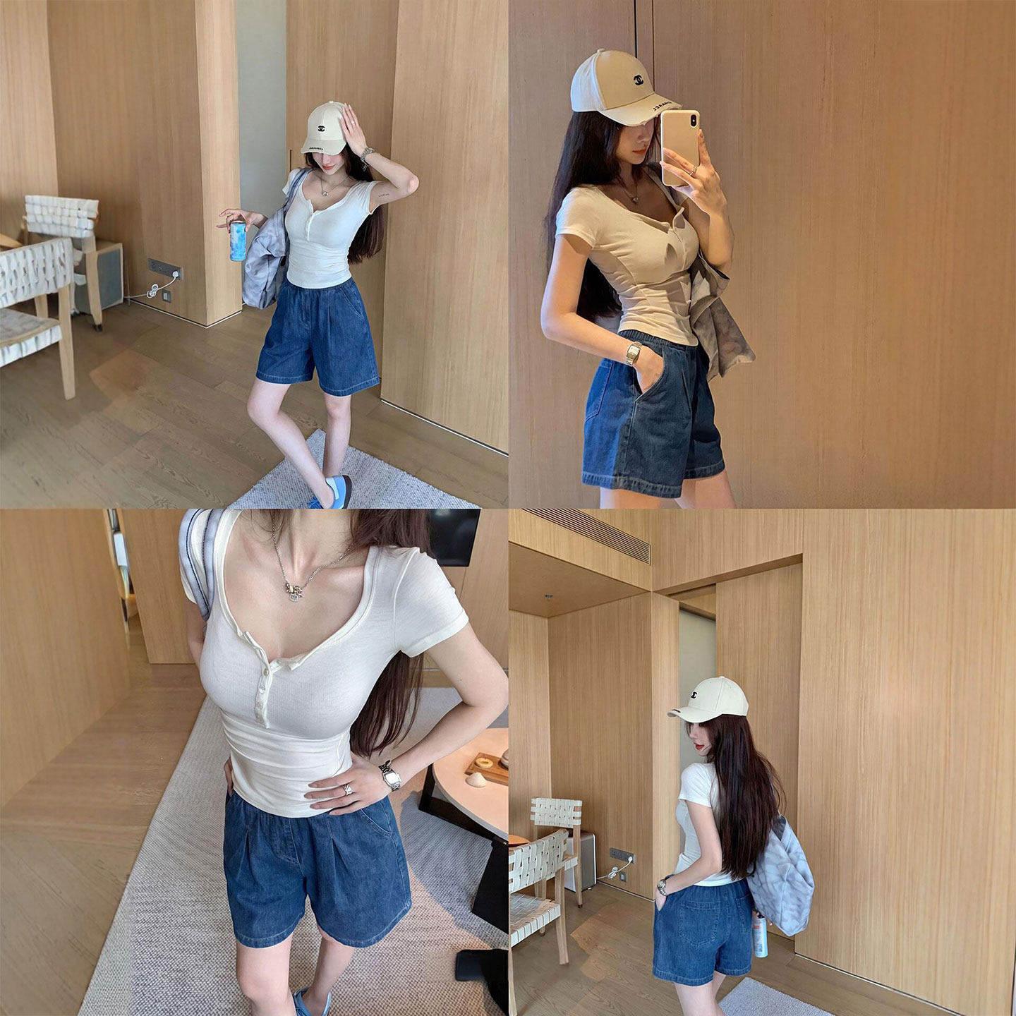 天丝牛仔短裤女夏季薄款外穿高腰宽松小个子松紧腰冰丝阔腿五分裤