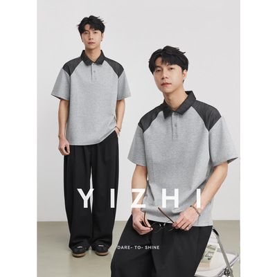 亦止拼接翻领短袖POLO衫曼巴棉t恤男夏季2026新款半袖体恤上衣潮