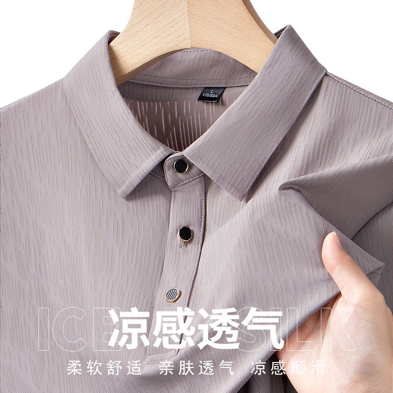 冰丝Polo衫男款2026新款短袖夏季薄款中年爸爸商务休闲半袖T恤衫
