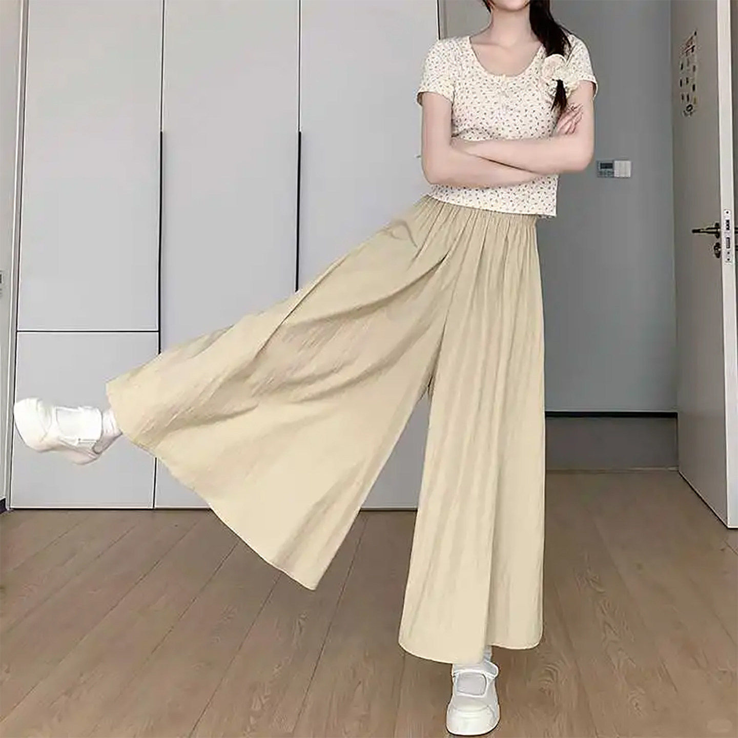冰丝山本裙裤女夏季薄款2026新款宽松慵懒风大码直筒休闲阔腿裤子
