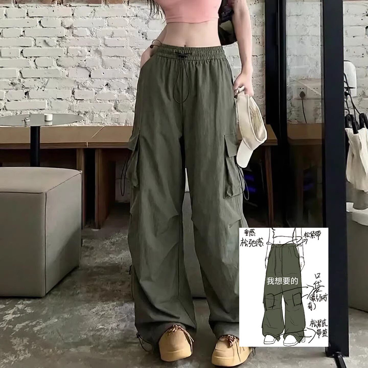 军绿色工装裤女2025新款登山冲锋裤小个子冰丝运动速干裤夏季薄款