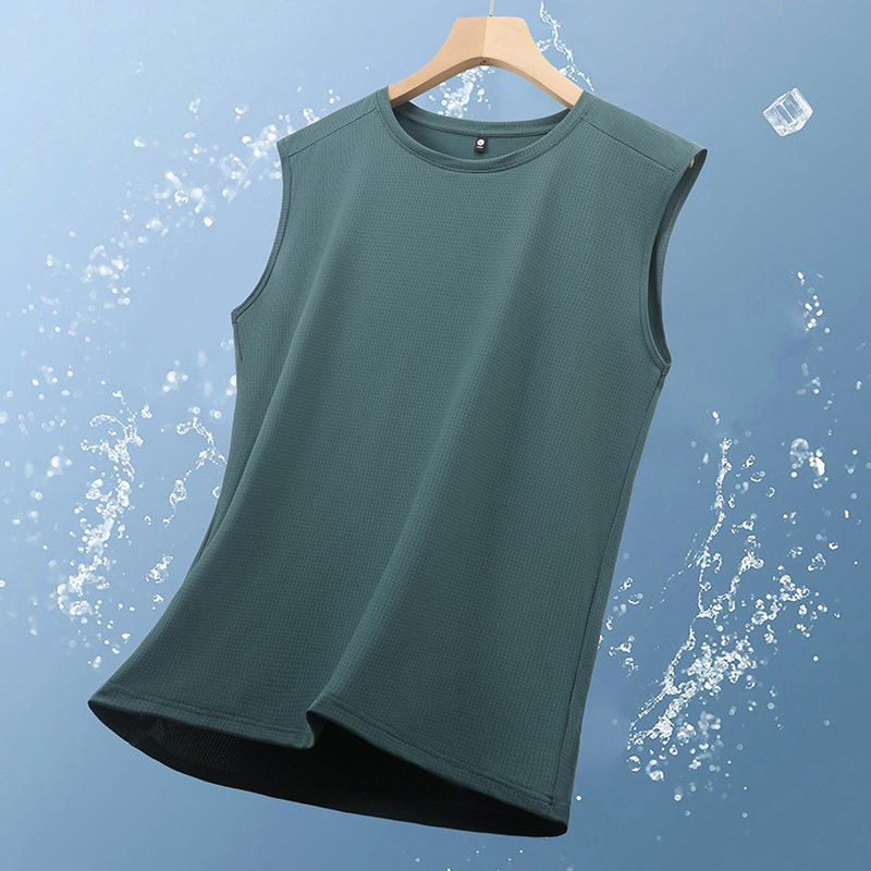 男士背心夏季冰丝健身训练速干运动无袖上衣服内搭男装t恤打底衫