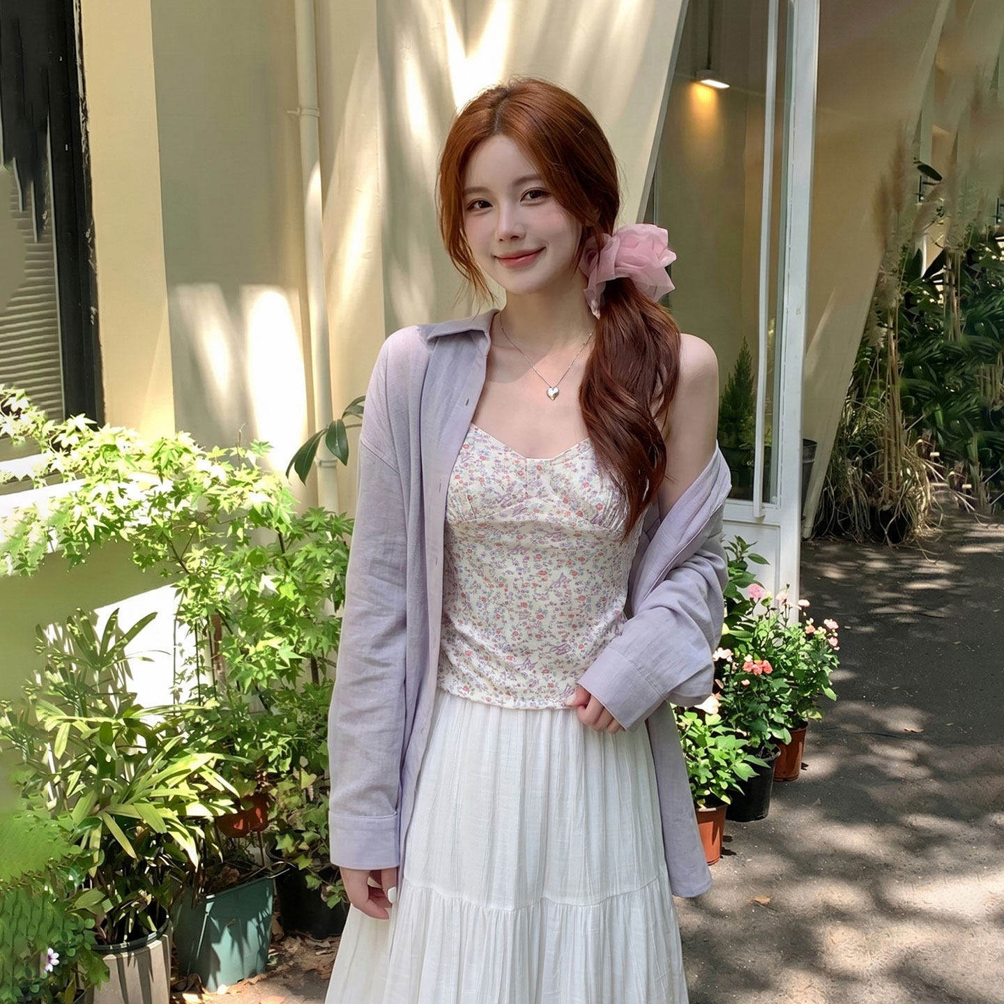 紫色碎花吊带背心女内搭夏季2026新款巨好看绝美掐腰美背无袖上衣