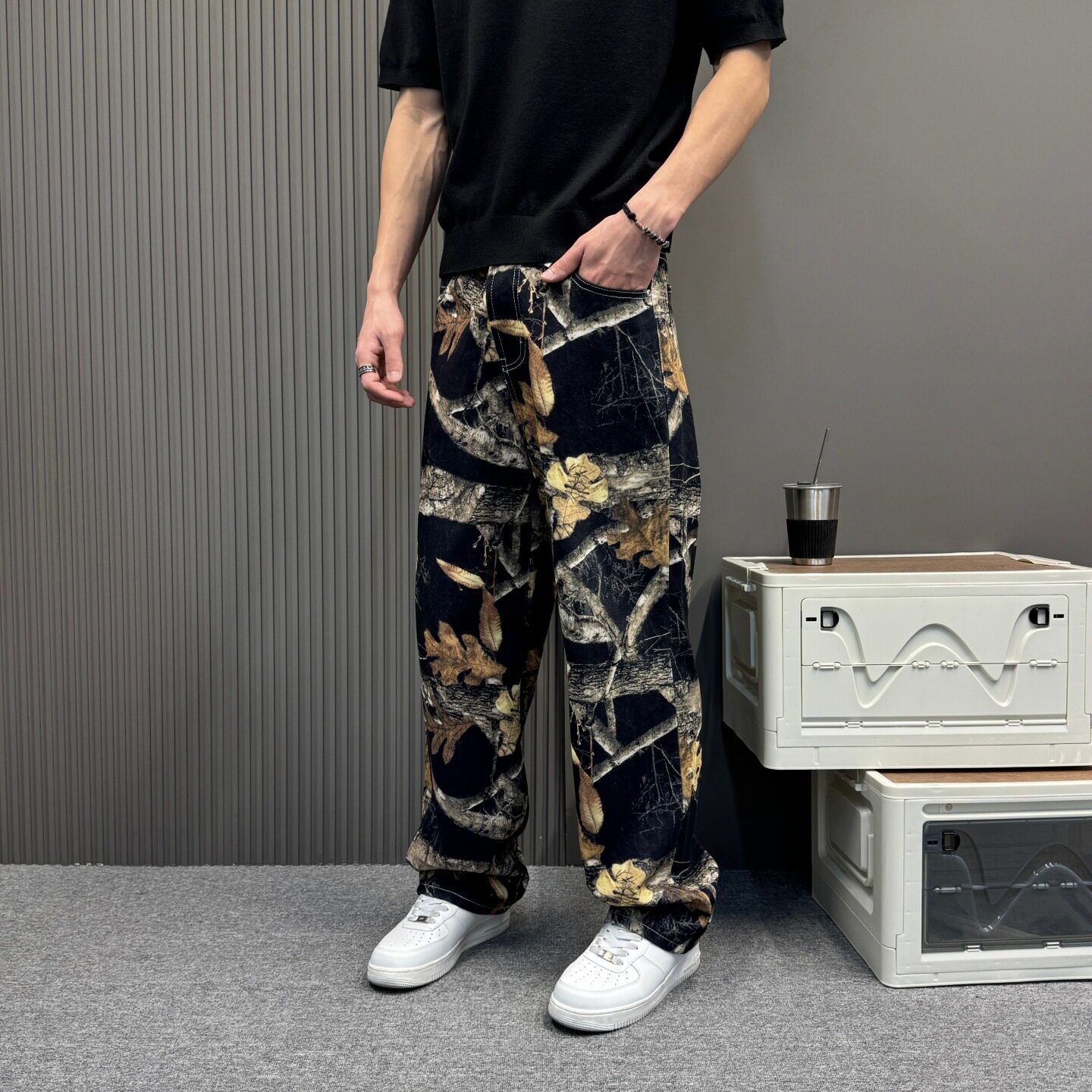 轻奢男装大码潮牌男士时尚新款2026年春季设计感休闲裤通勤长裤男