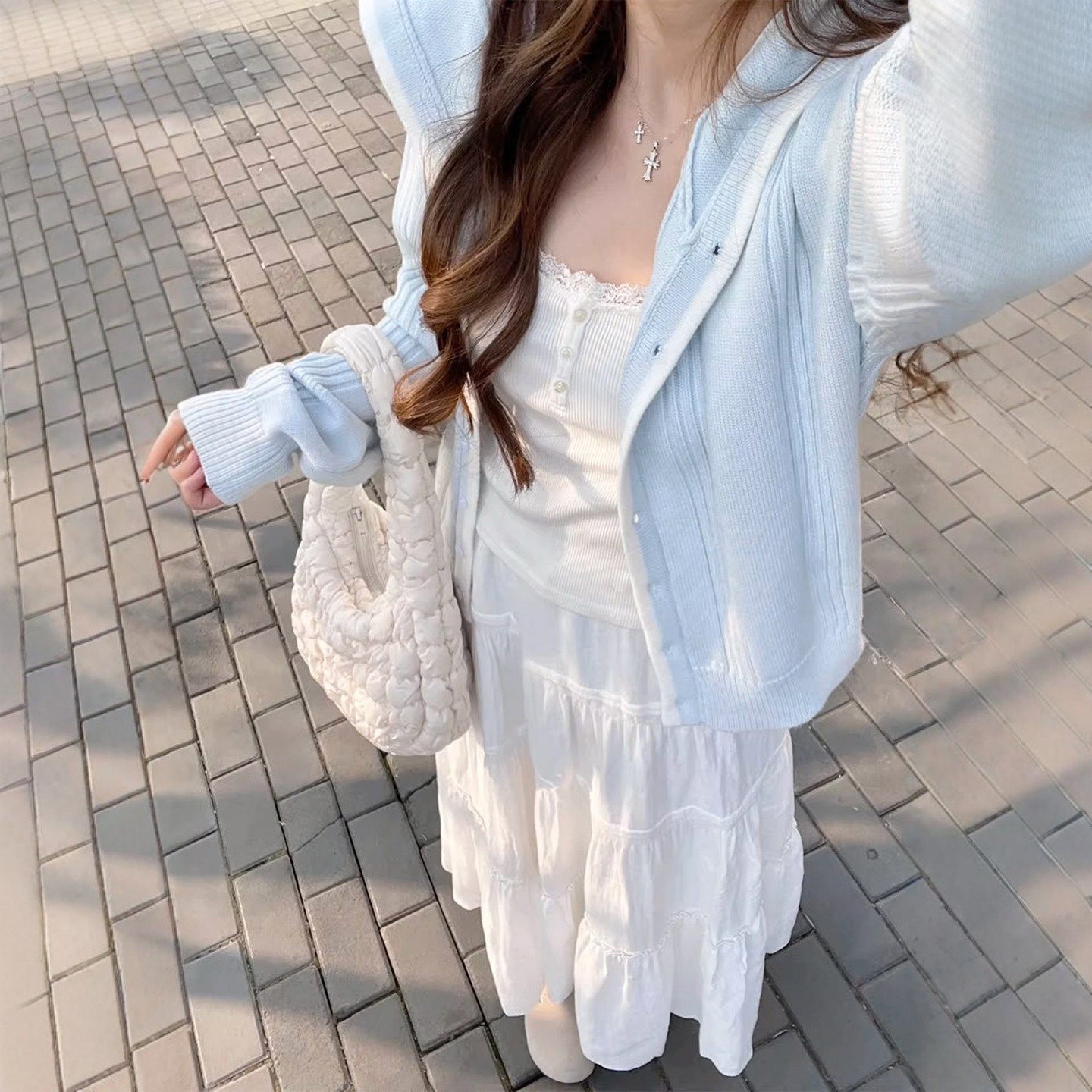 白色半身裙女2026新款春夏薄款小个子a字长裙梨型身材蓬蓬蛋糕裙