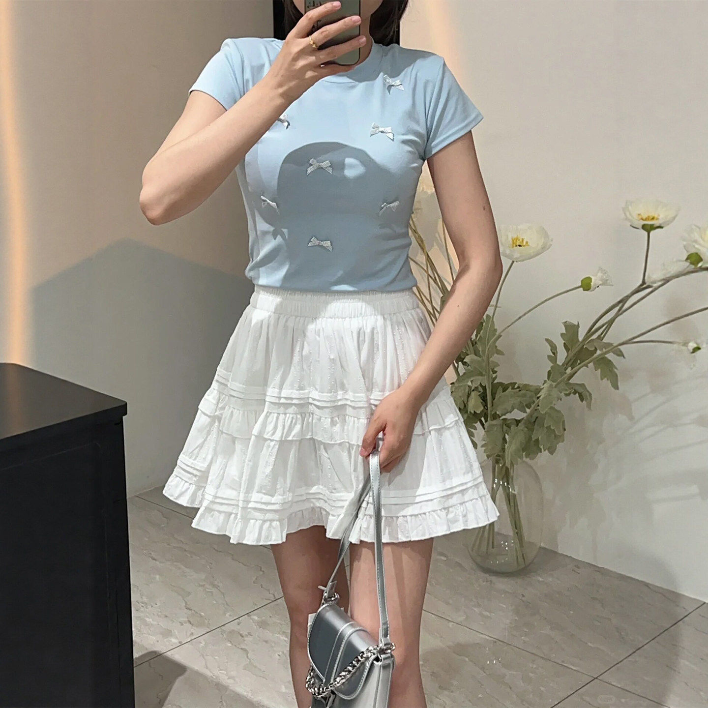 白色半身裙女夏季2026新款大码a字小个子高腰蕾丝蛋糕裙蓬蓬短裙