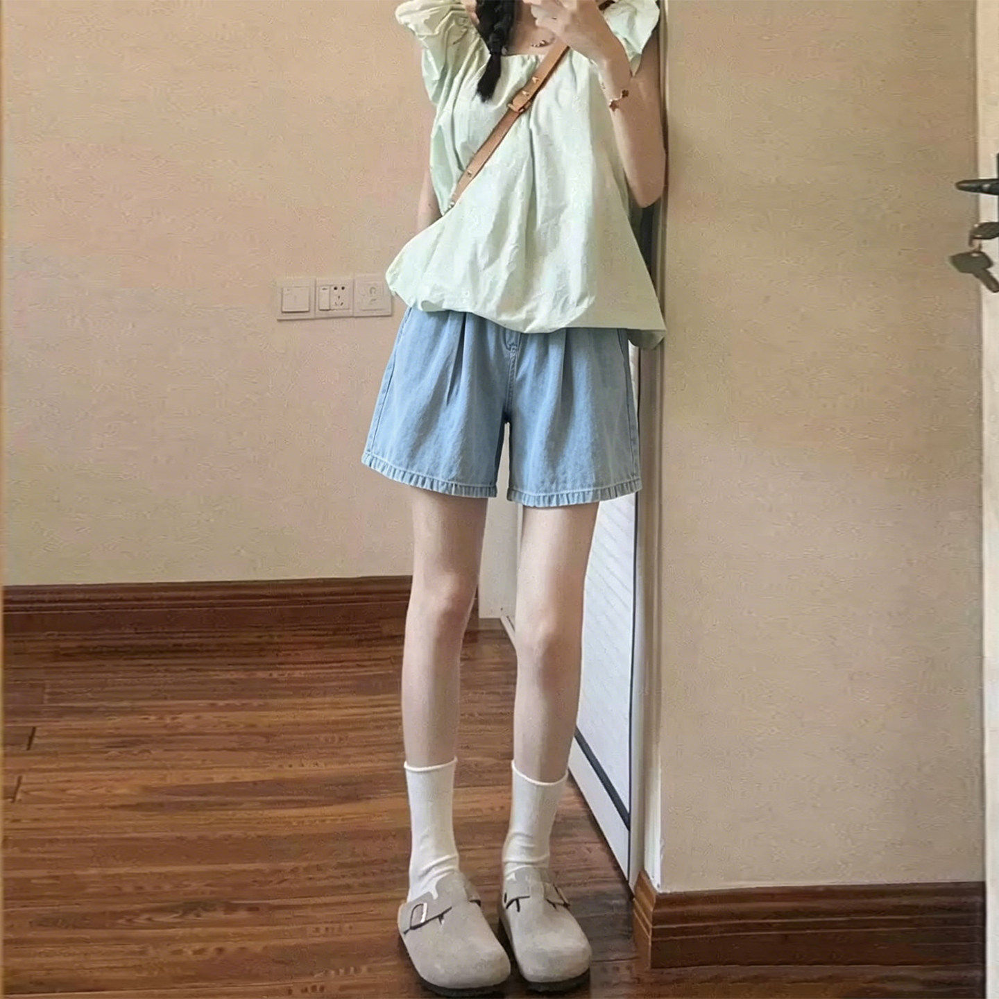 天丝牛仔短裤女外穿2026新款夏季薄款高腰小个子冰丝阔腿五分裤子