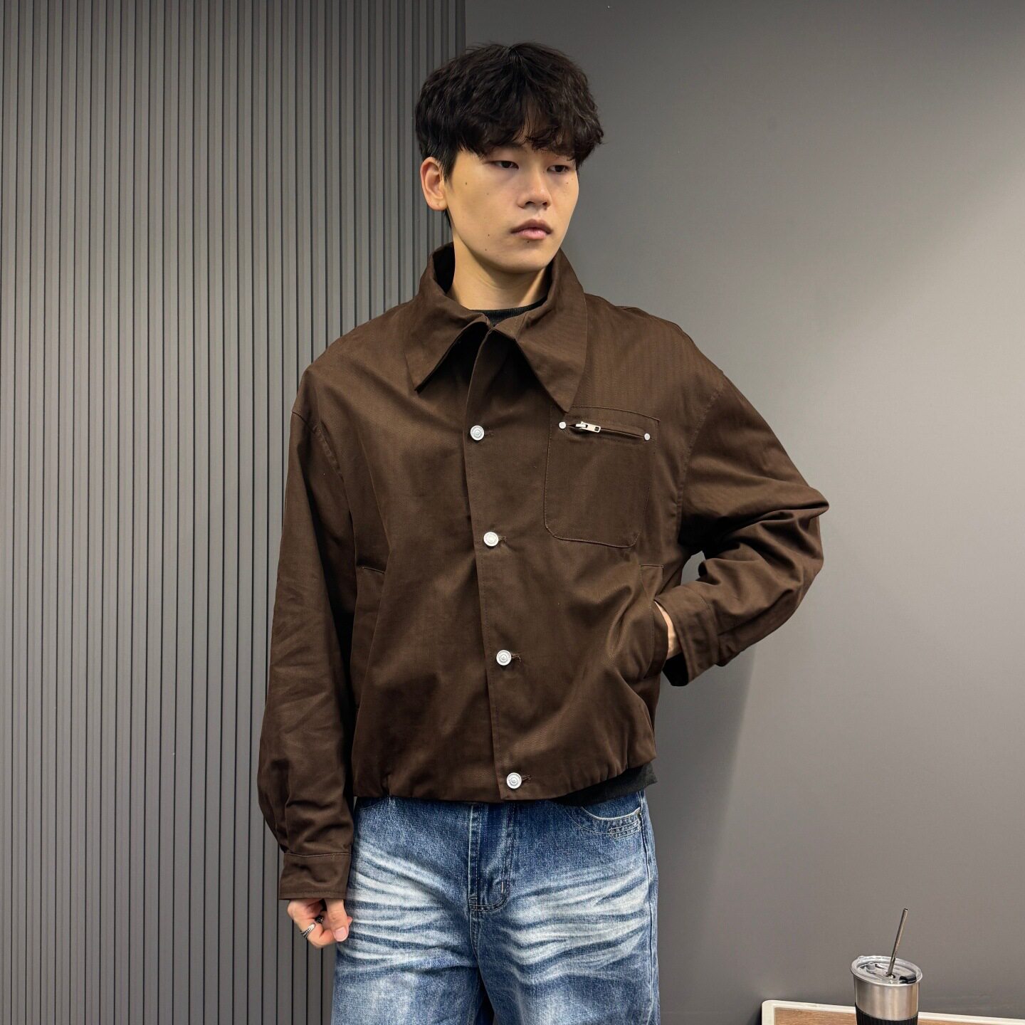 巴恩风立领工装夹克外套男潮牌春秋宽松复古高级感痞帅机车服上衣