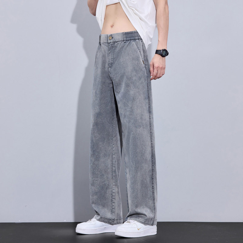 男士春秋季新款美式潮牌男款柔软时尚百搭宽松直筒垂感休闲长裤子