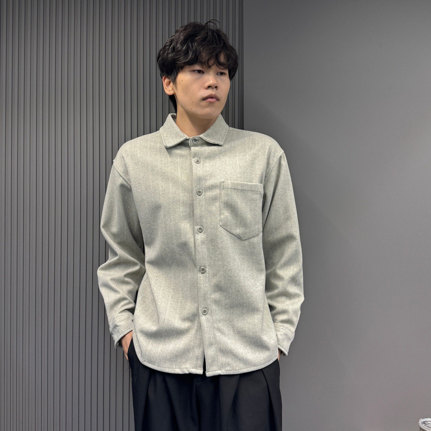 衬衫男肌理感长袖秋冬磨毛少年感休闲外套男女款百搭宽松衬衣开衫
