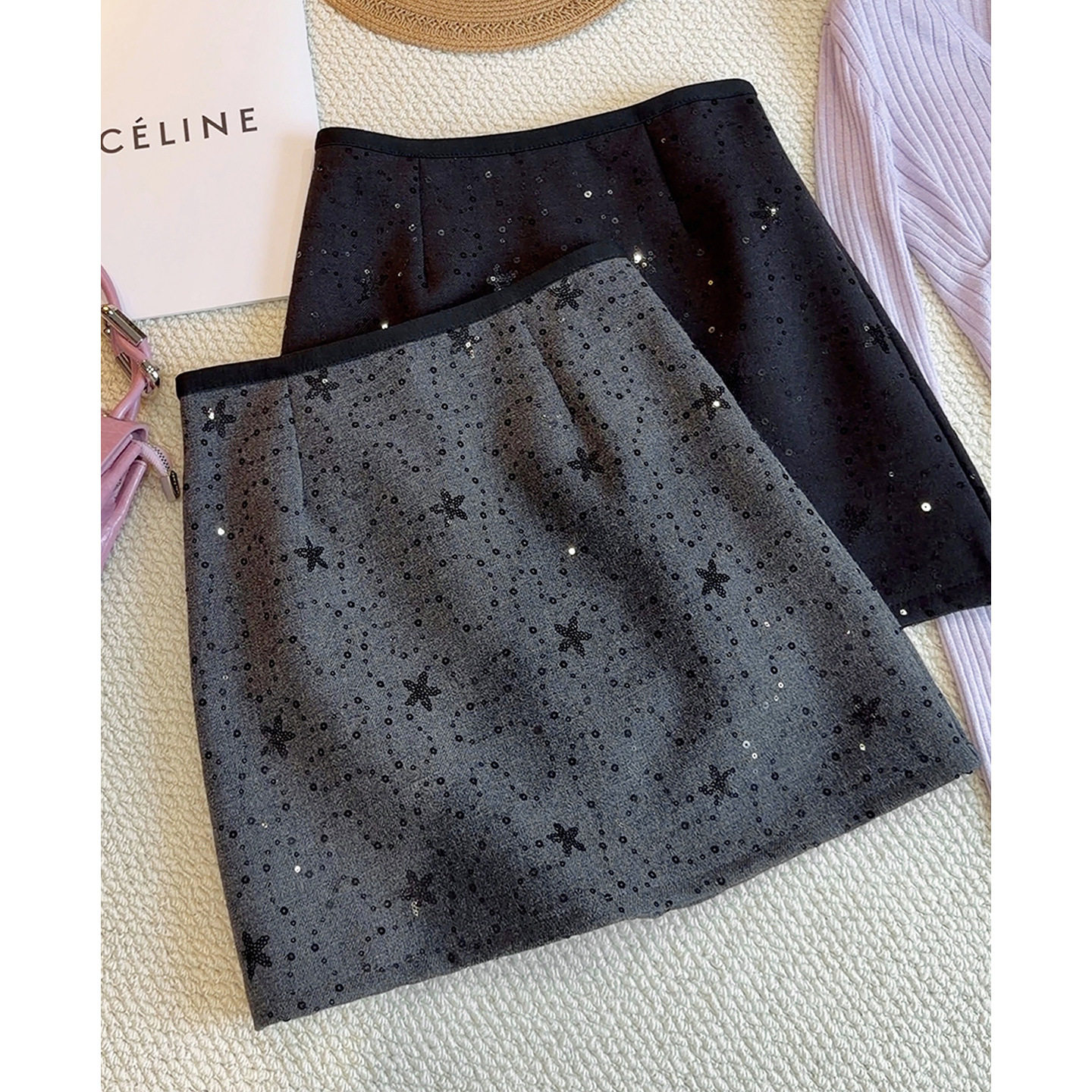 小香风闪闪亮片高腰半身短裙女春高腰直筒a字包臀修身显瘦闪闪裙,女装/女士精品,半身裙,淘宝优惠券,粉丝福利购,淘宝优惠卷