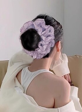 法式重工紫色褶皱大肠发圈复古高级感气质扎发头绳2025新款发饰女