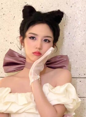 周也同款项链紫色蝴蝶结颈饰汤姆梦中情猫女朋友cos道具脖子颈链