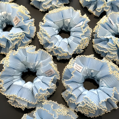 发饰蕾丝超仙双层花边蓝色大肠圈