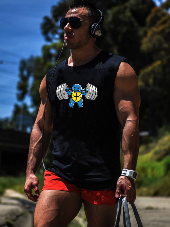 SUMMER FITNESS RUNNING SLEEVELESS ROUND BODYBUILDING RACER SPORTS HURDLE MENS COTTON LOOSE SWEAT VEST SHOULDERS