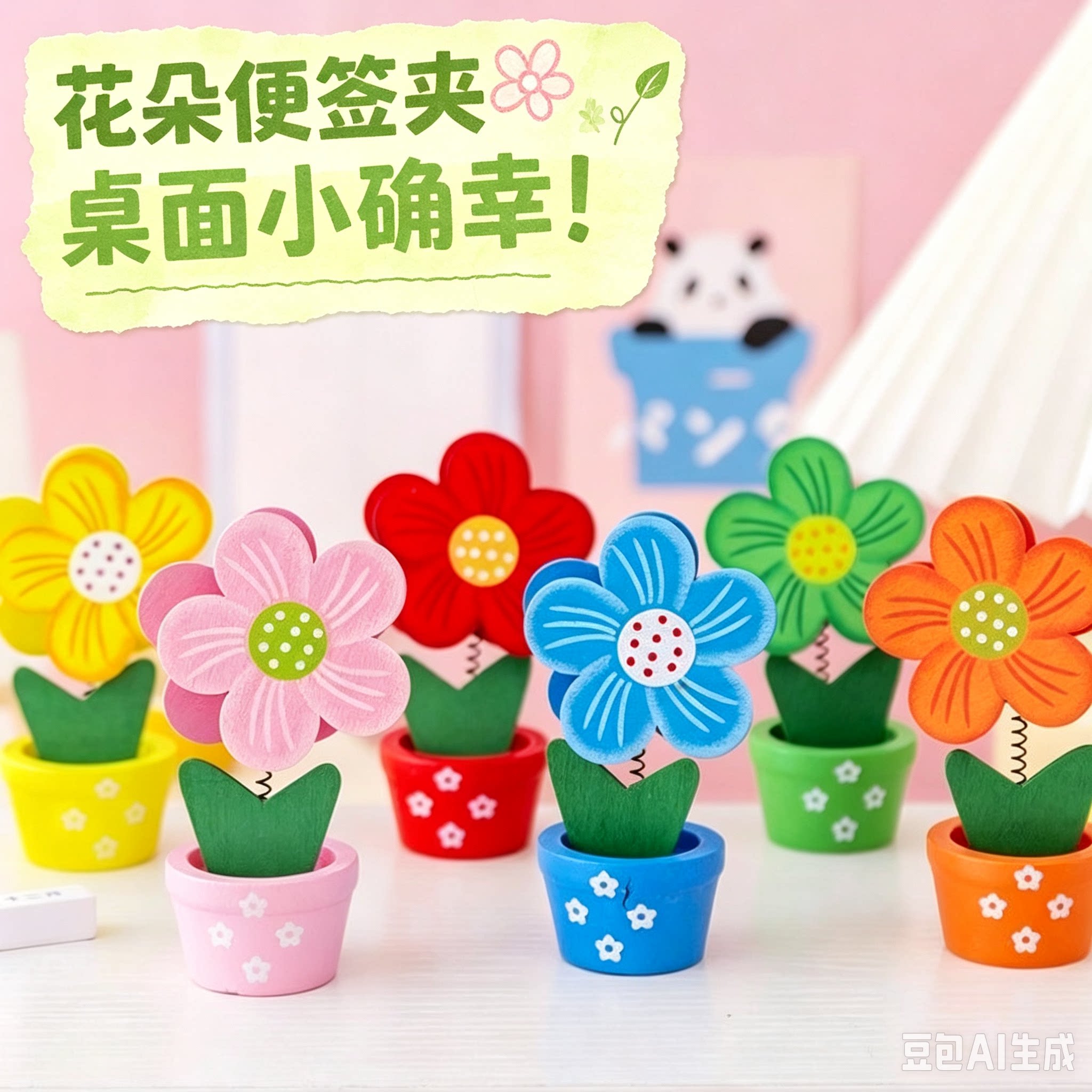 进宇可爱花朵木质便签夹