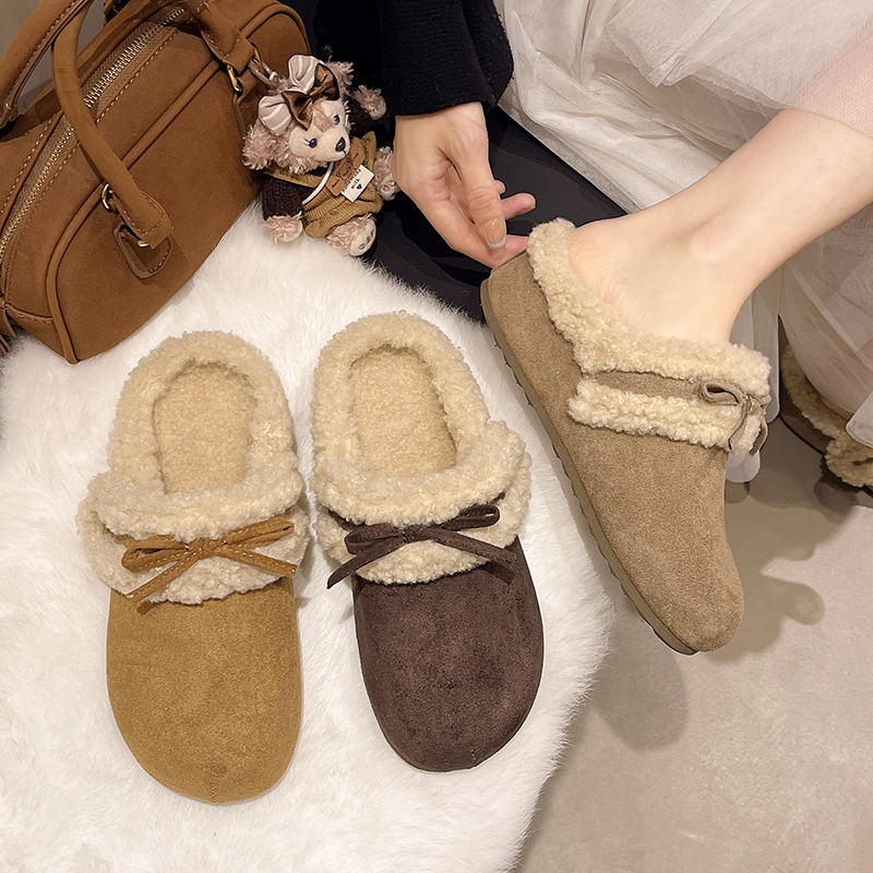 内增高勃肯拖鞋女秋冬加绒加棉2025年新款厚底增高棉拖包头半拖鞋