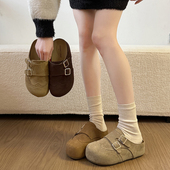 女外穿2026年春季 新款 厚底一脚蹬包头半拖鞋 内增高勃肯鞋 勃肯拖鞋