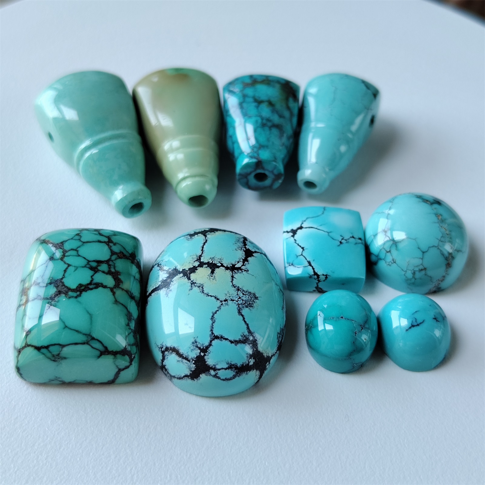 一物一图天然原矿绿松石配珠