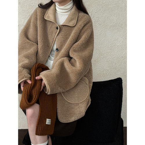 复古羊羔毛外套女皮毛一体秋冬