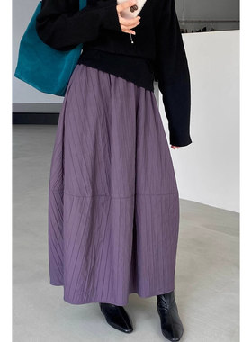 超好看加厚花苞a字半身裙女2025新款冬高级感高腰中长款灯笼裙子