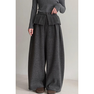 设计感小众假两件加厚阔腿糯米裙裤 毛呢加绒屁帘裤 子女冬2025新款