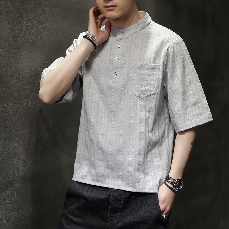 潮宽松大码休闲提花潮流男装-ST005-P55,男装T恤,电商A011-1（原4007）