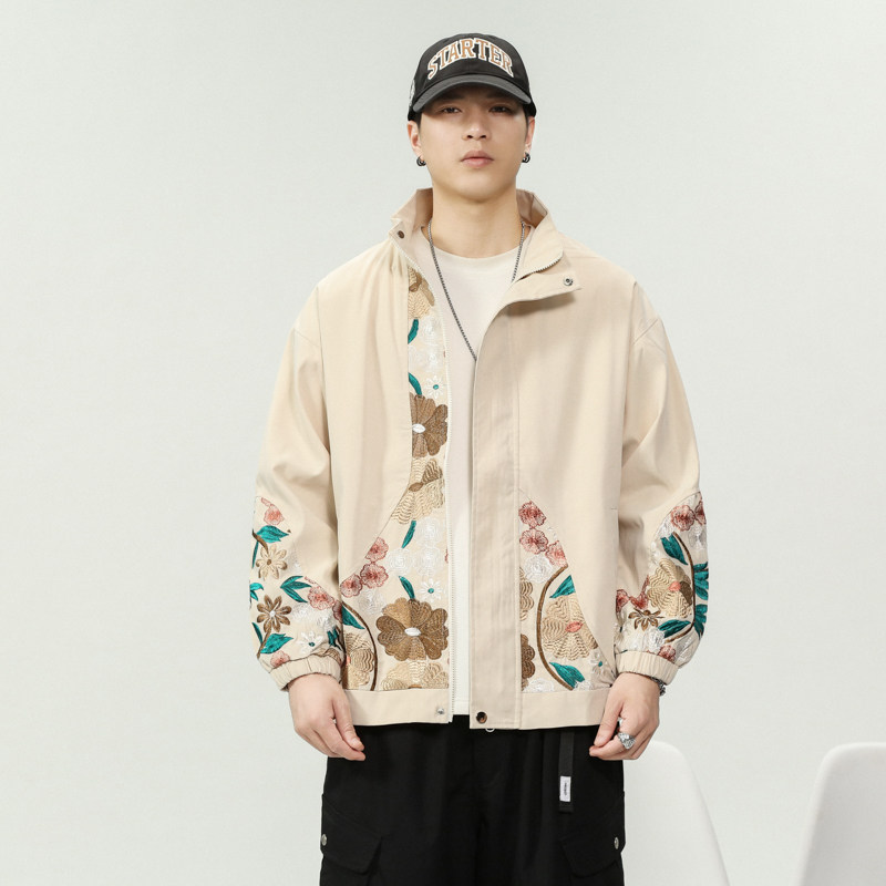 春秋季潮美式工装刺绣夹克冲锋衣外套男A011-1-HW1068-P85,男装夹克,电商A011-1（原4007）